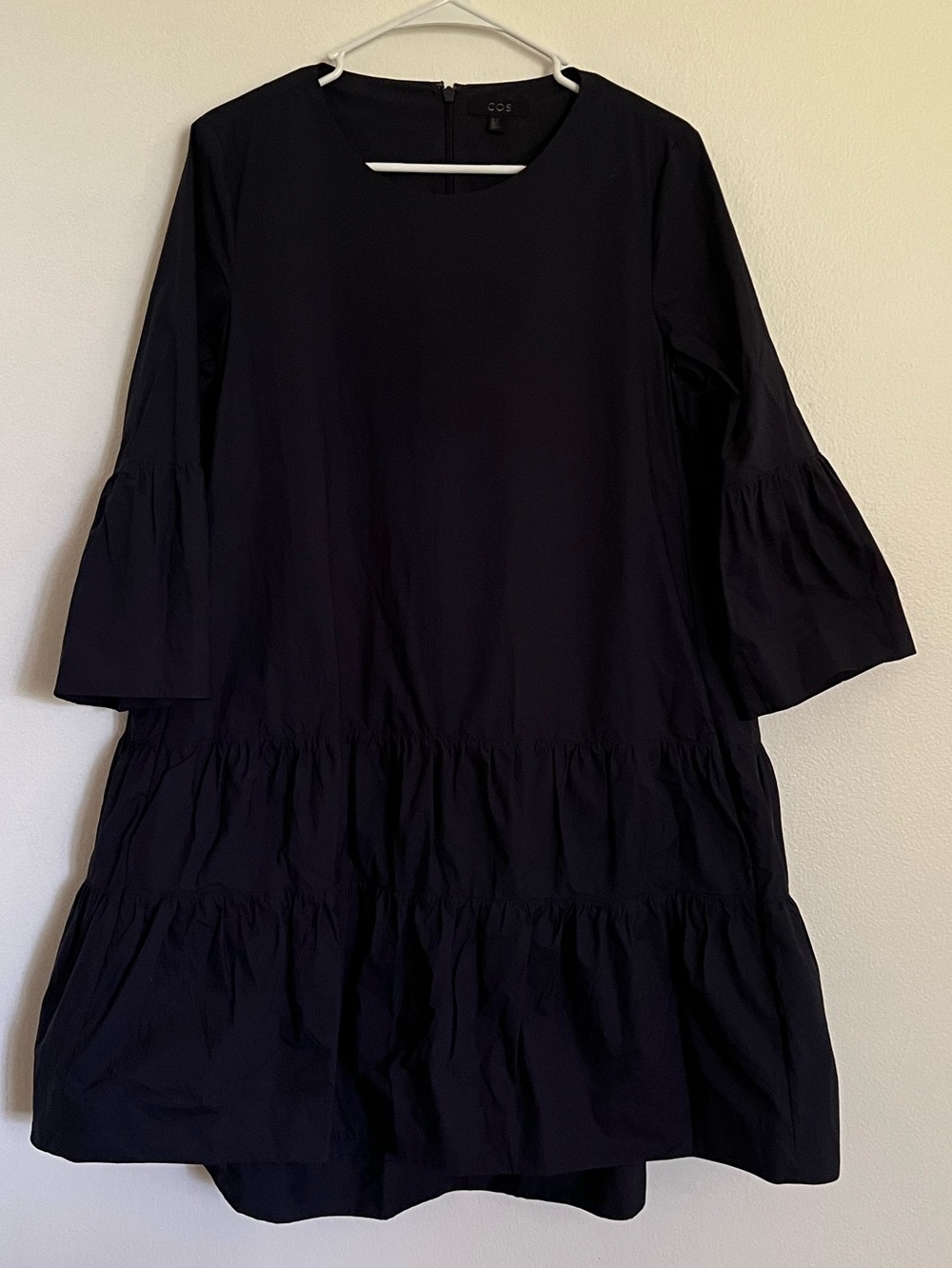 COS Navy Blue oversized cotton dress, 3/4 sleeves, ruffles, gorgeous.